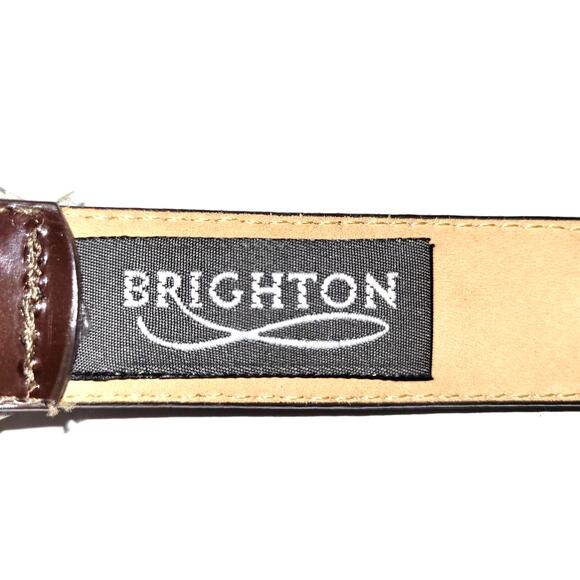 Vintage Brighton Leather Belt Size S Brown Engraved Buckle Western Chic USA EUC main image 7